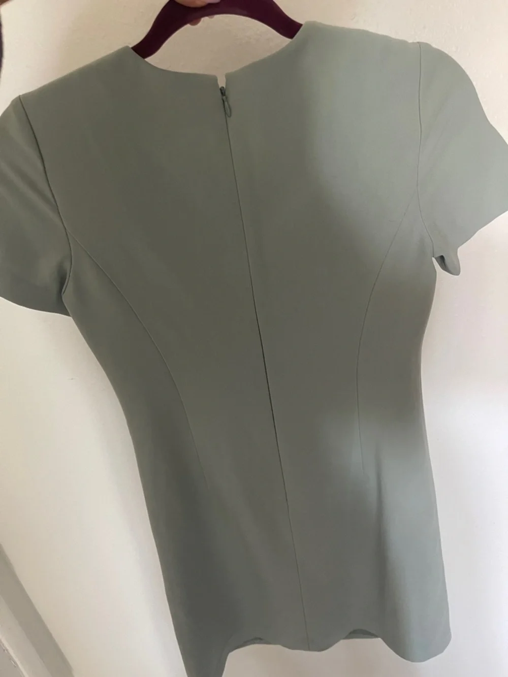 Theory Short Sleeve Shift Dress in Light Sage - Picture 3 of 3